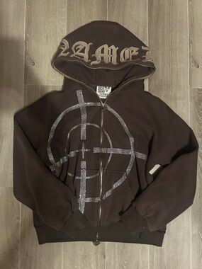 Named collective zip-up hoodie
